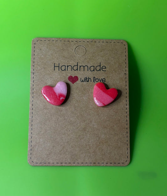 Small Marbled Heart Studs