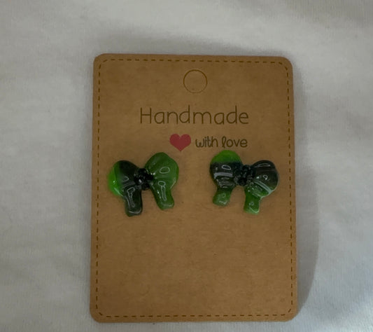 Black & Green Bow Studs