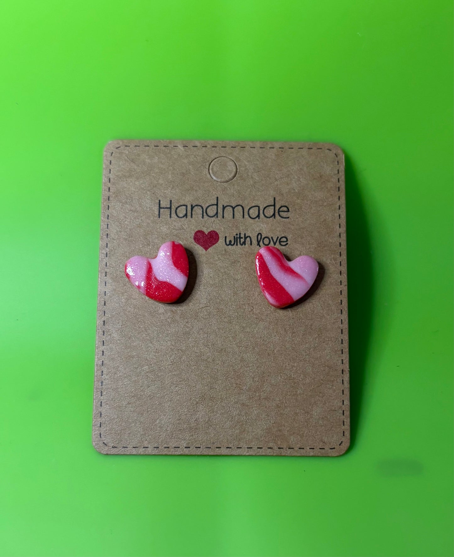 Small Marbled Heart Studs