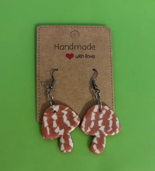 Red Marble Mushrooms Dangle Earrings