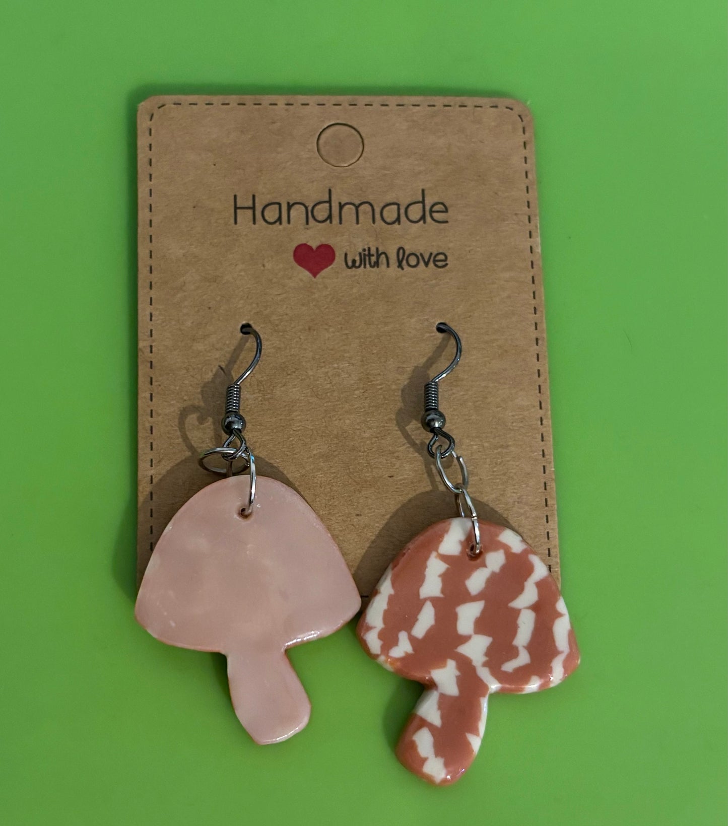 Red Marble Mushrooms Dangle Earrings