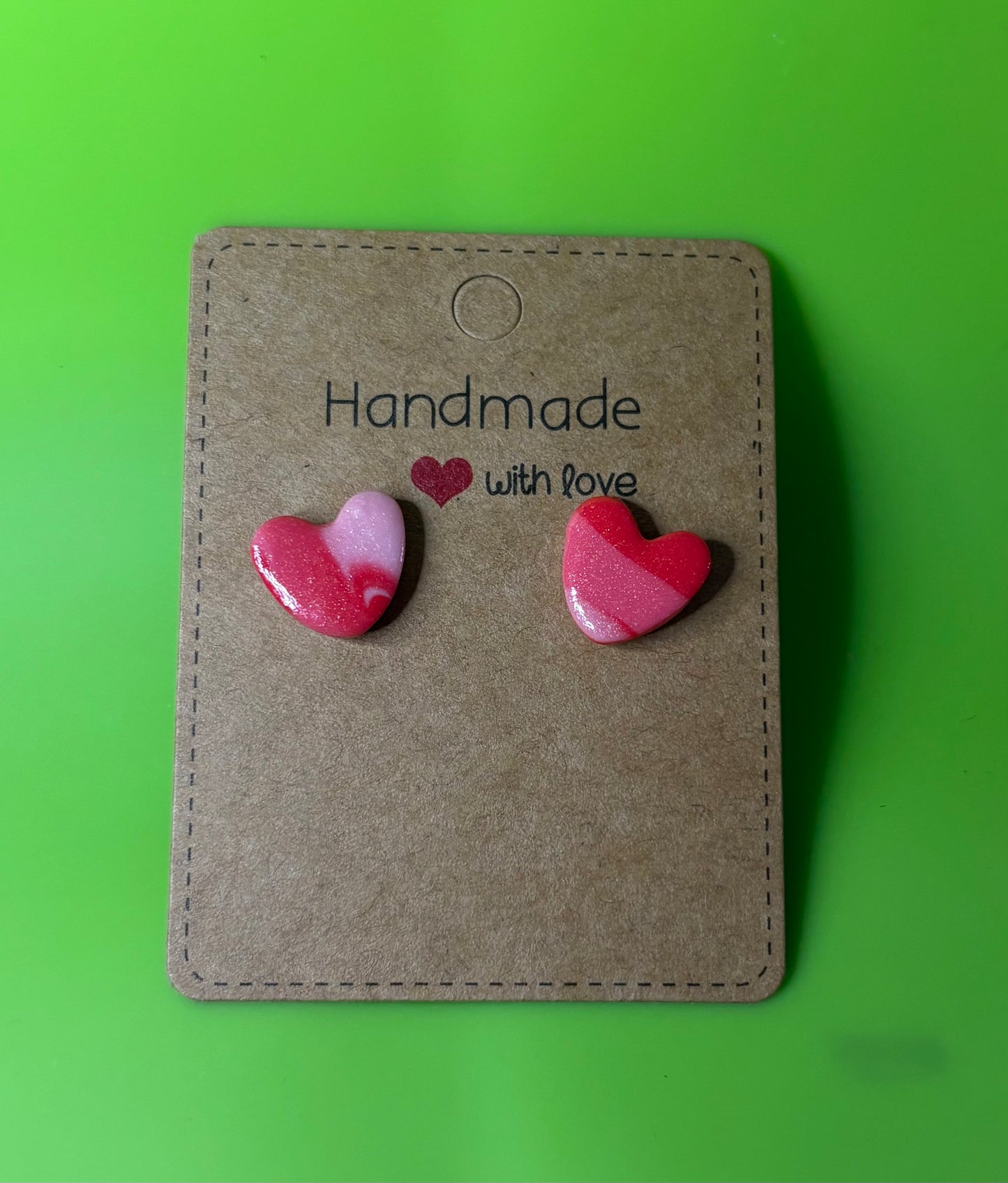Small Marbled Heart Studs
