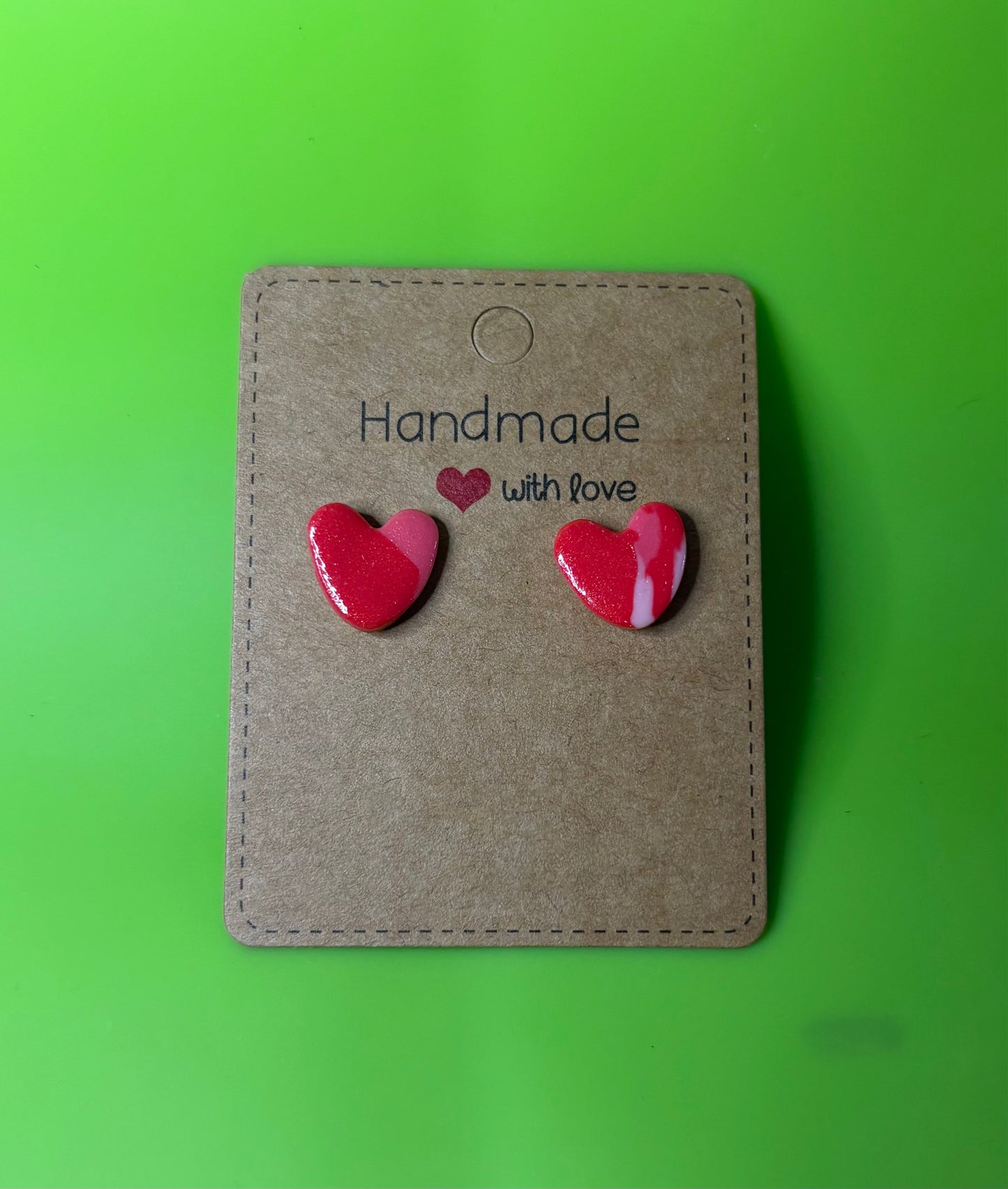 Small Marbled Heart Studs
