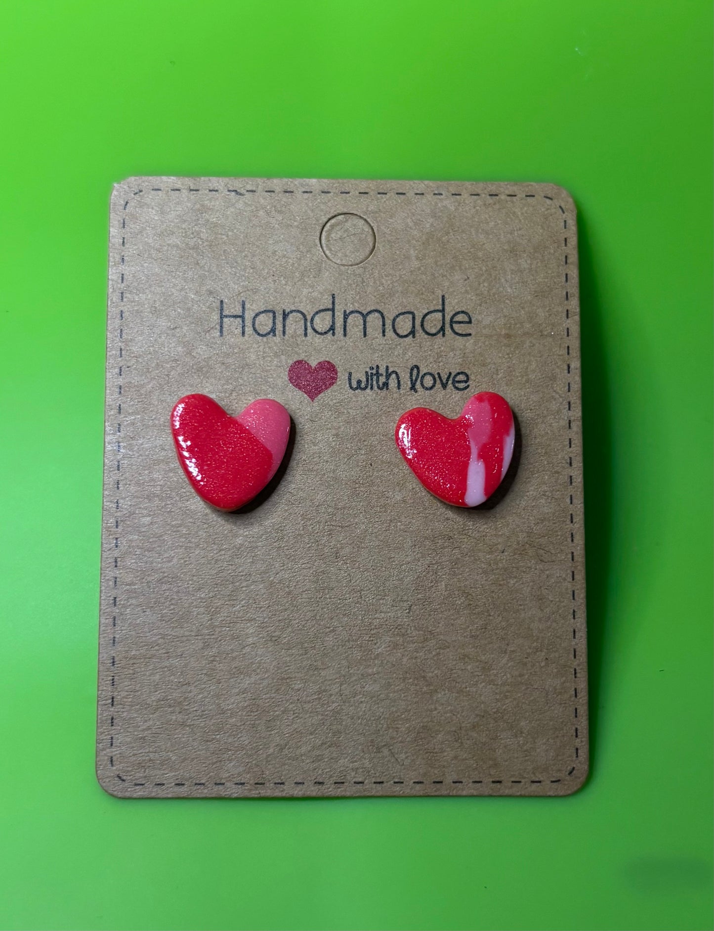 Small Marbled Heart Studs