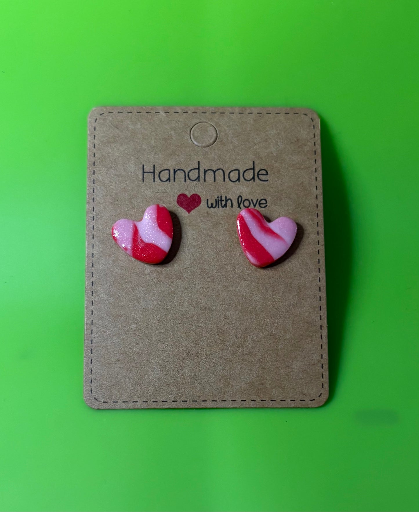 Small Marbled Heart Studs