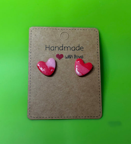 Small Marbled Heart Studs