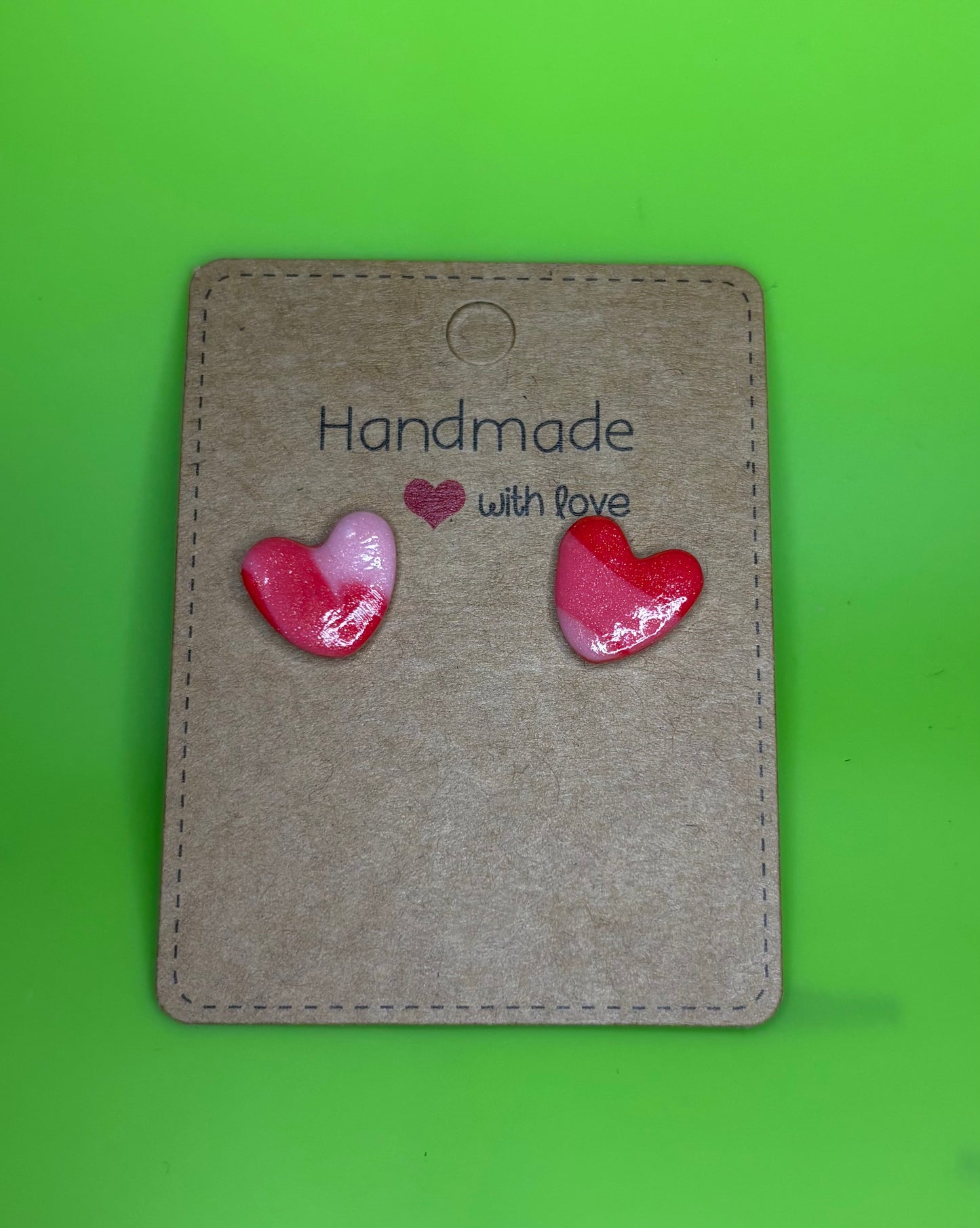 Small Marbled Heart Studs