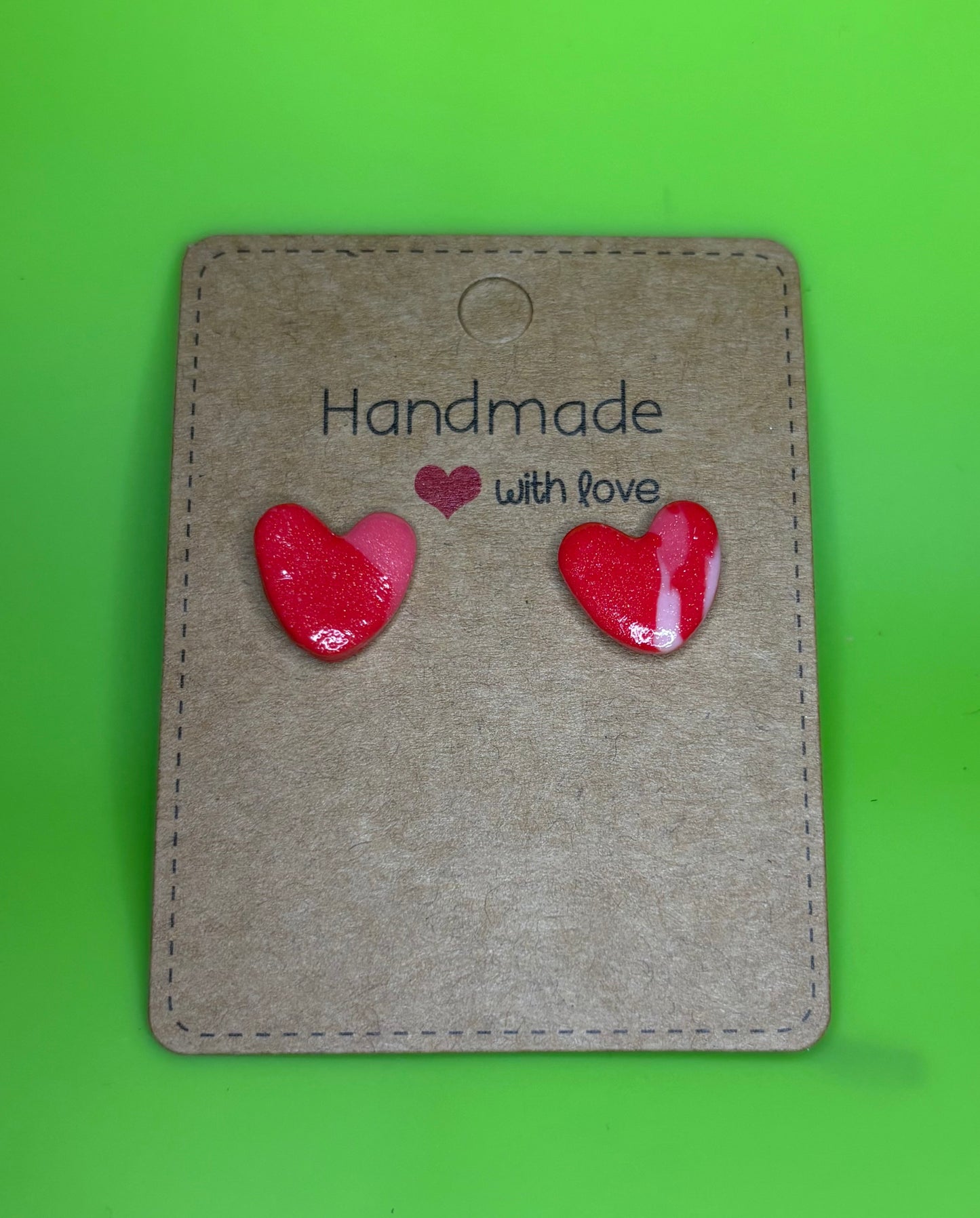 Small Marbled Heart Studs