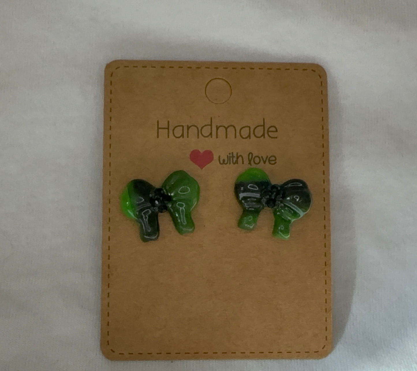 Black & Green Bow Studs