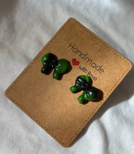 Black & Green Bow Studs